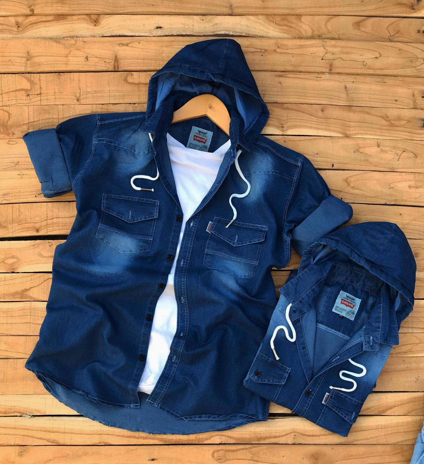 Levi's detachable hood denim Shirt